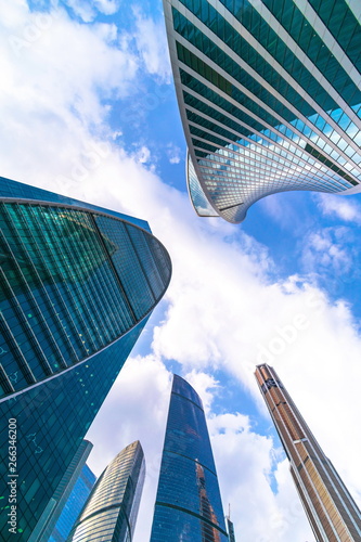 Modern multistory building on a day with blue sky