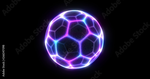 Holographic football background. Abstract sport image. Soccer ball network structure. Digital computer image. Generative picture. 3D illustration, 3D rendering