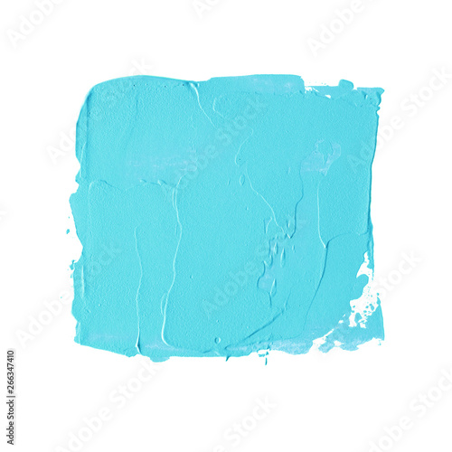 Art texture abstract blue paint square spot  isolated on white background - Image