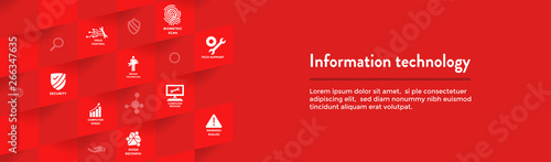 Information technology Web Header Banner with Wrench, Computer Repairman, computer icons, etc.