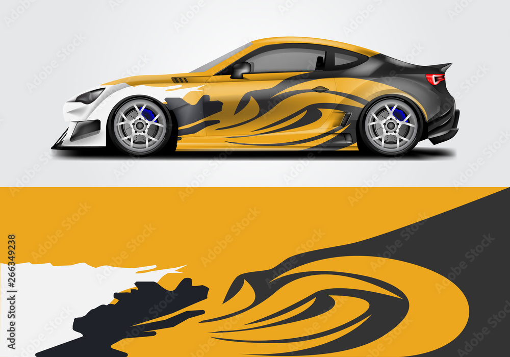 Car wrap livery decal vector , supercar, rally, drift . Graphic abstract stripe racing background . Eps 10 Car wrap livery decal vector , supercar, rally, drift . Graphic abstract stripe racing background . Eps 10