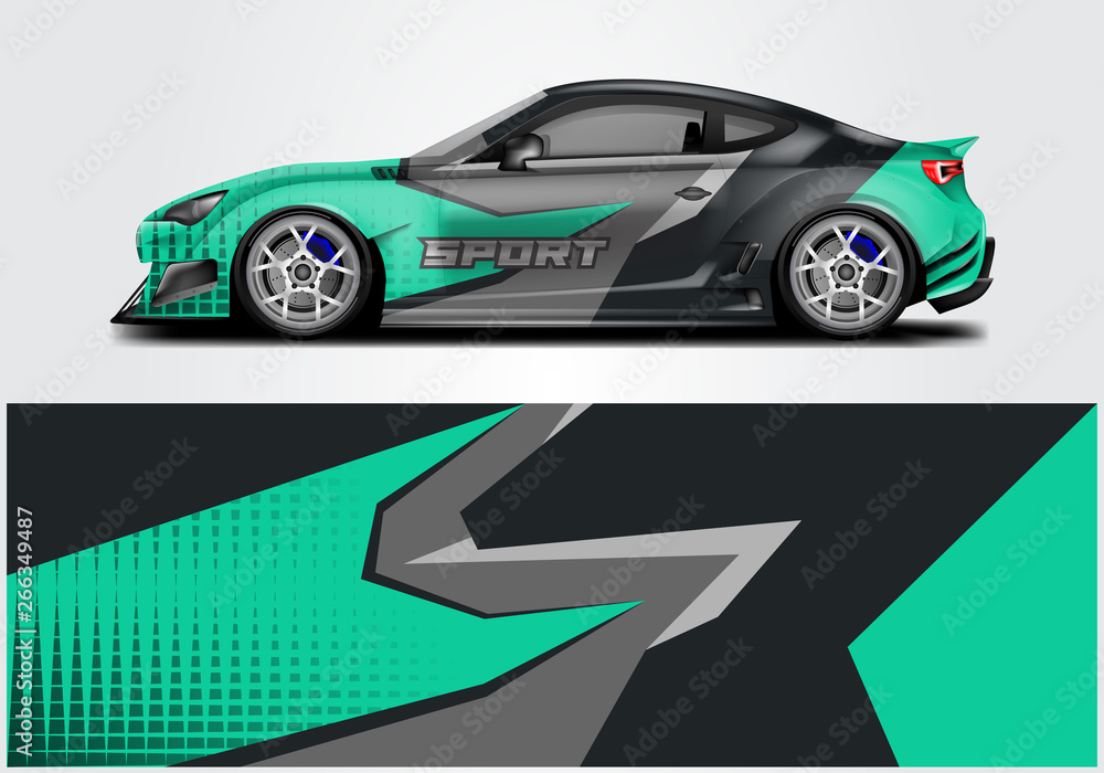 Car wrap livery decal vector , supercar, rally, drift . Graphic abstract stripe racing background . Eps 10 Car wrap livery decal vector , supercar, rally, drift . Graphic abstract stripe racing background . Eps 10