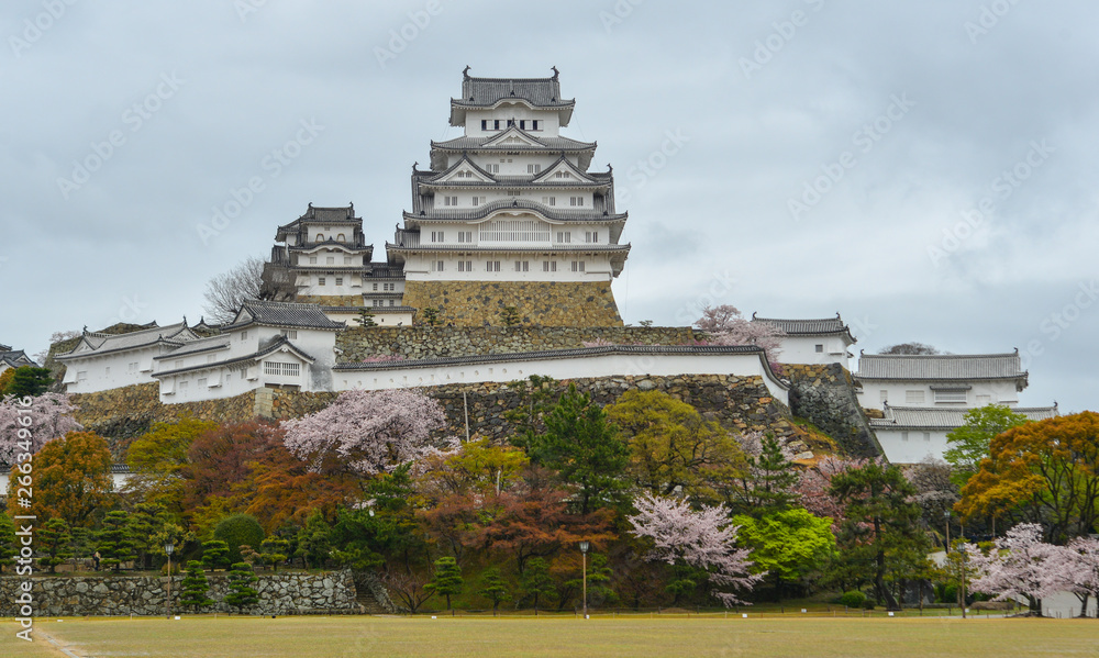 Ancient Himeji Castle with cherry blossom Ancient Himeji Castle with cherry blossom
