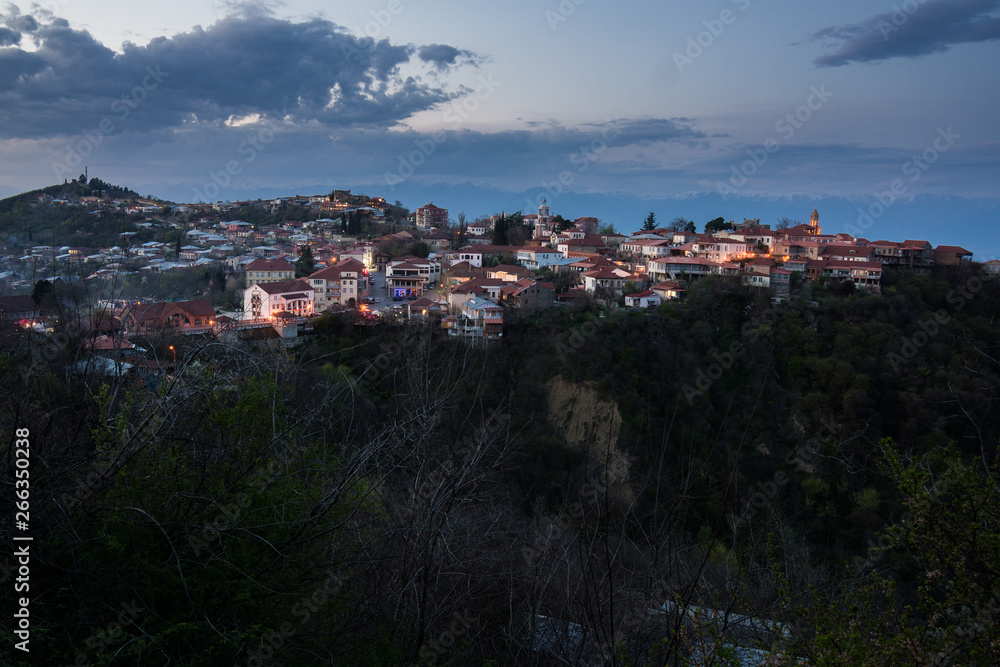 sunset over sighnaghi city