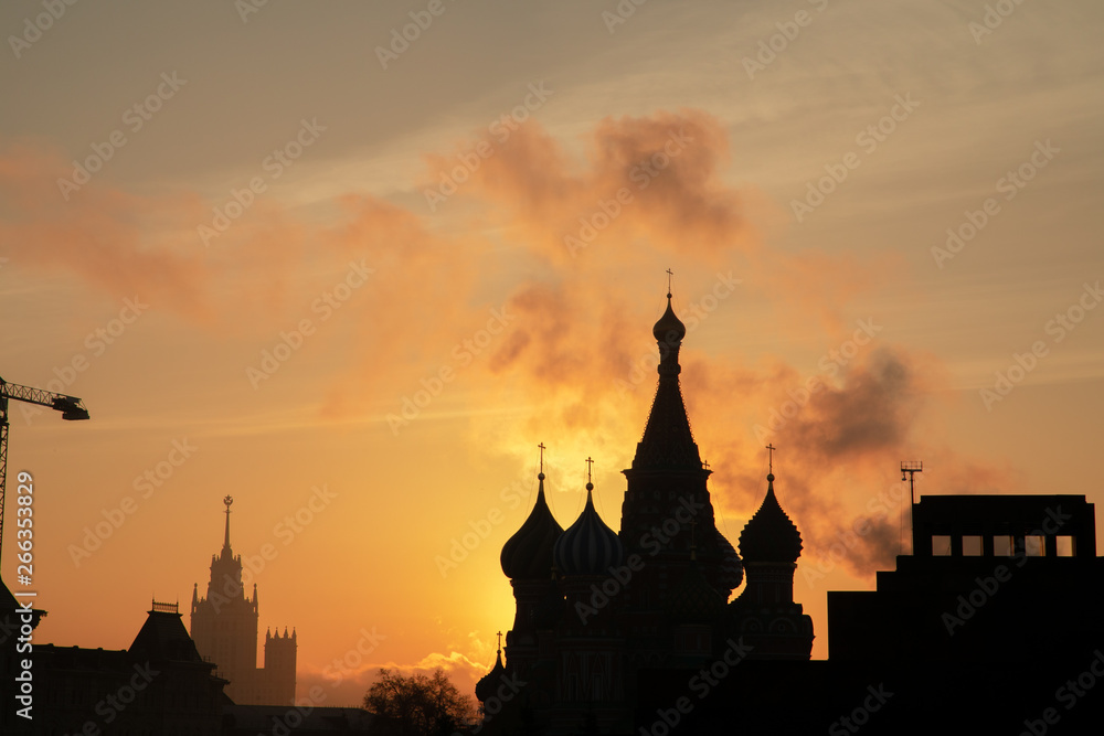 Red Square in Moscow in the rays of sunset