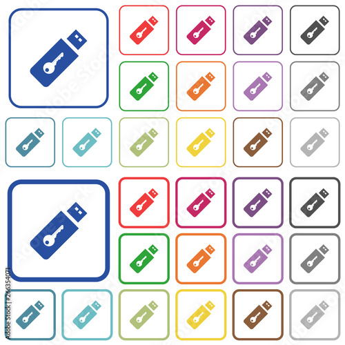 Hardware key outlined flat color icons