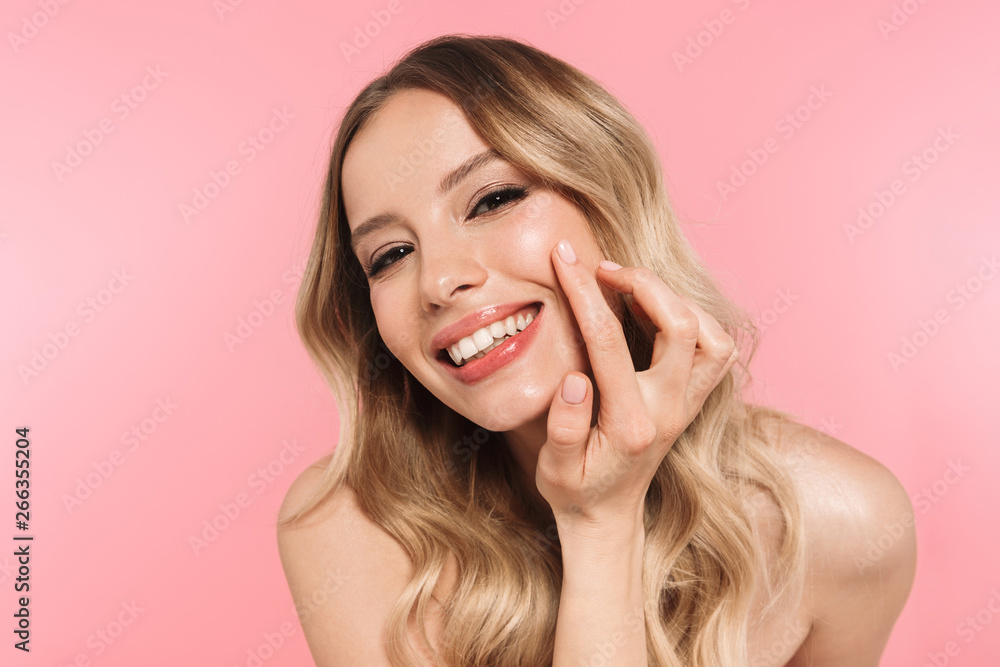 Fototapeta premium Beautiful sensual topless woman with long blonde hair