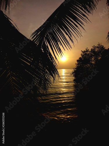Vászonkép beautiful evening infront of batticaloa lagoon in sri lanka