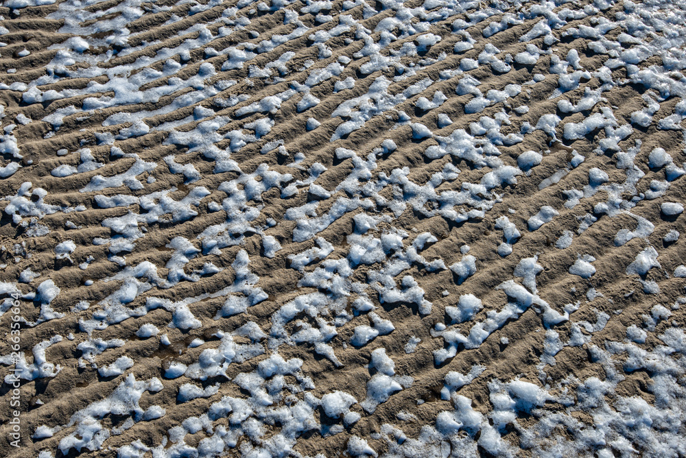 Fototapeta premium frozen sand textures in winter by the sea beach