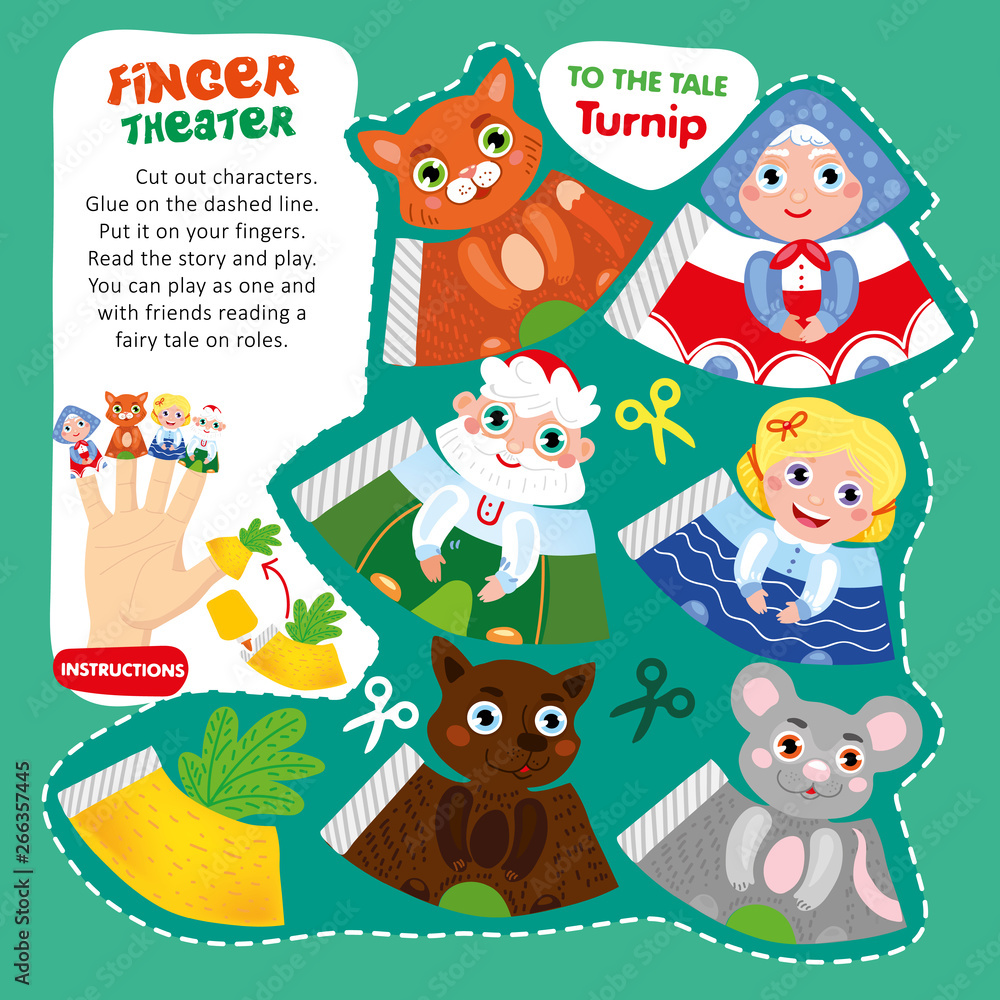 Fototapeta premium Kid Tale Finger Theater Game Printable Template