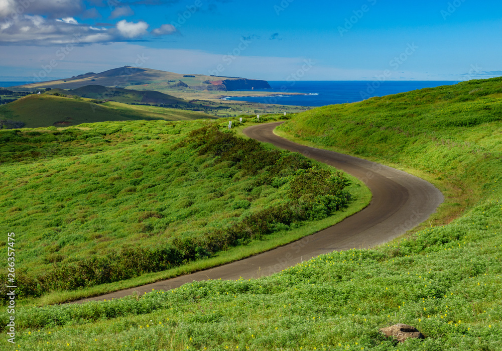 Road in Rano Kau volcano crater, Rapa Nui