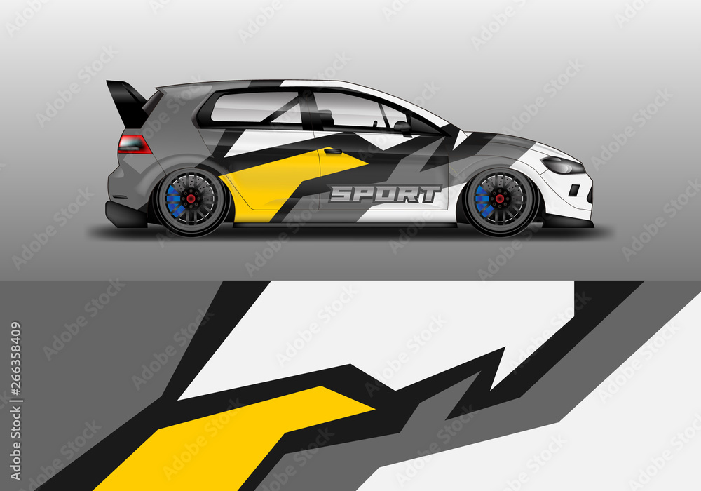 Car wrap graphic vector. Abstract stripe racing background kit designs for wrap vehicle, race car, rally, adventure and livery Car wrap graphic vector. Abstract stripe racing background kit designs for wrap vehicle, race car, rally, adventure and livery