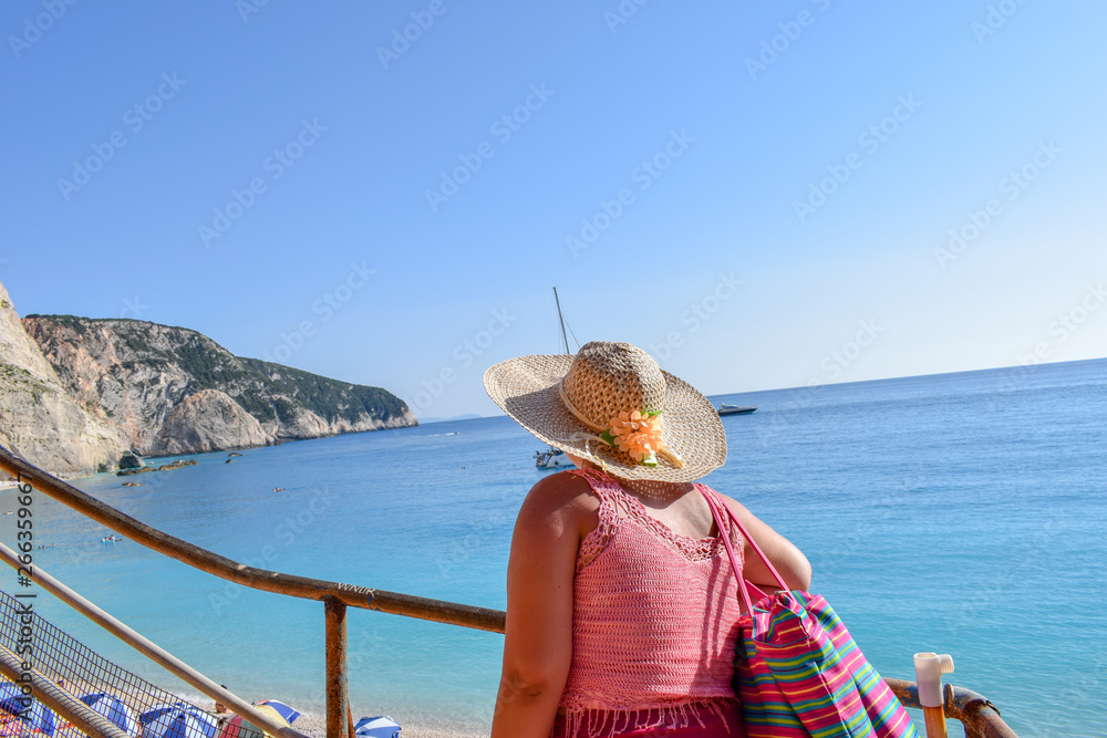 Woman in Lefkada greece Happy smile, photoshoot