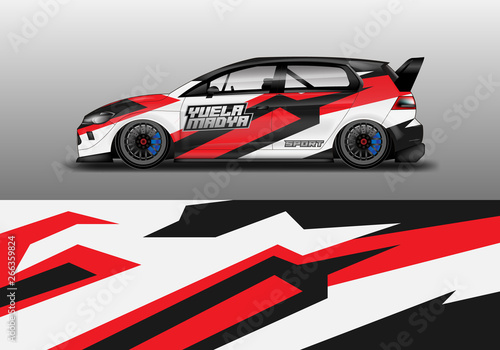 Car wrap graphic vector. Abstract stripe racing background kit designs for wrap vehicle  race car  rally  adventure and livery