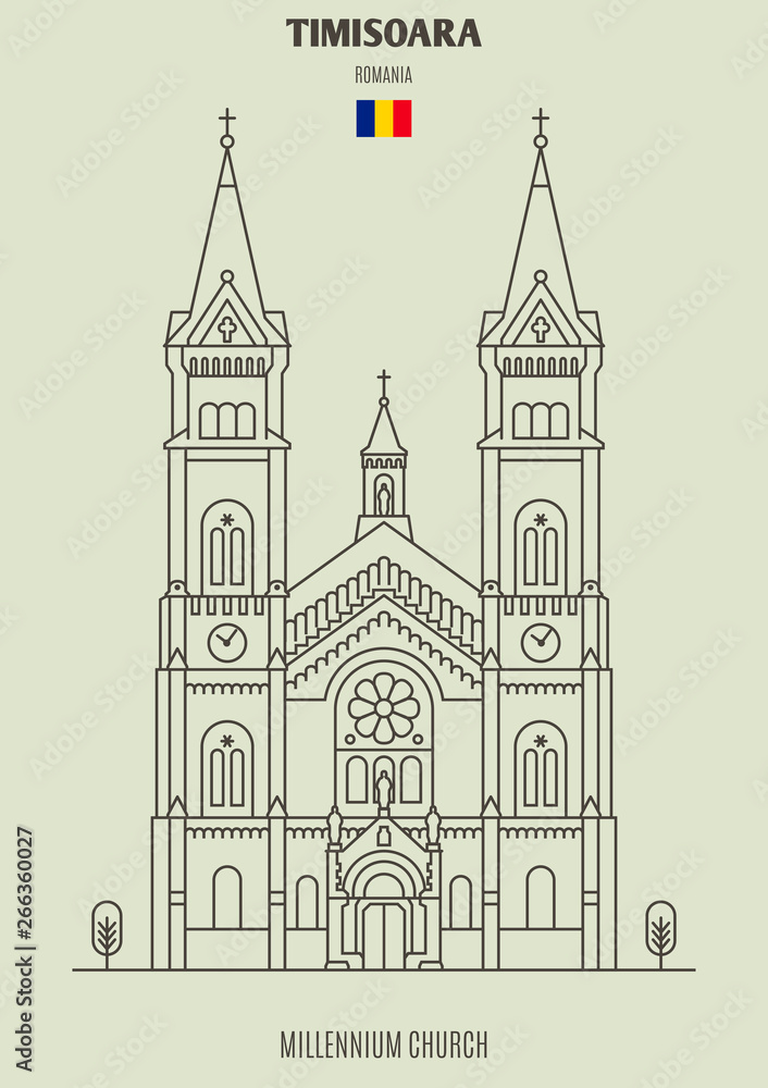 Millennium Church in Timisoara, Romania. Landmark icon