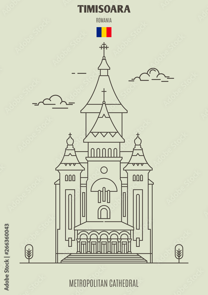 Metropolitan Cathedral in Timisoara, Romania. Landmark icon
