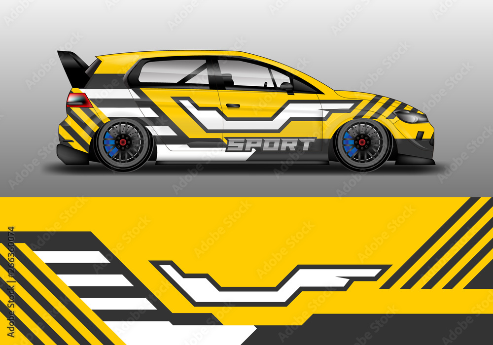Car wrap graphic vector. Abstract stripe racing background kit designs for wrap vehicle, race car, rally, adventure and livery Car wrap graphic vector. Abstract stripe racing background kit designs for wrap vehicle, race car, rally, adventure and livery