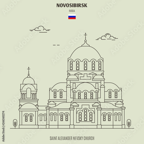 Saint Alexander Nevsky in Novosibirsk, Russia. Landmark icon