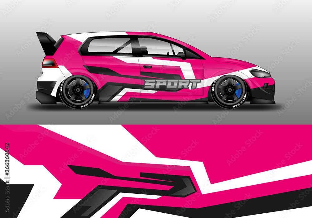 Car wrap graphic vector. Abstract stripe racing background kit designs for wrap vehicle, race car, rally, adventure and livery Car wrap graphic vector. Abstract stripe racing background kit designs for wrap vehicle, race car, rally, adventure and livery