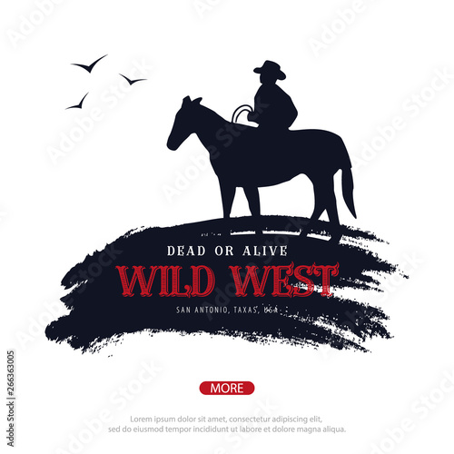 Cowboy banner. Wild West and Rodeo with horse. Texas. Vector illustration.