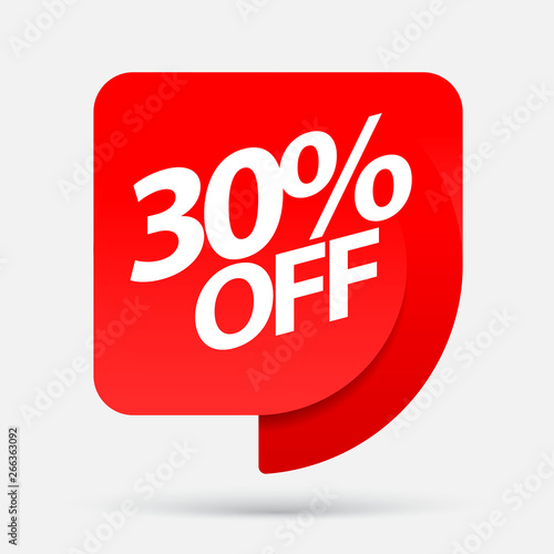 Sale of special offers. Discount with the price is 30 . An ad with a red tag for an advertising campaign at retail on the day of purchase. vector illustration