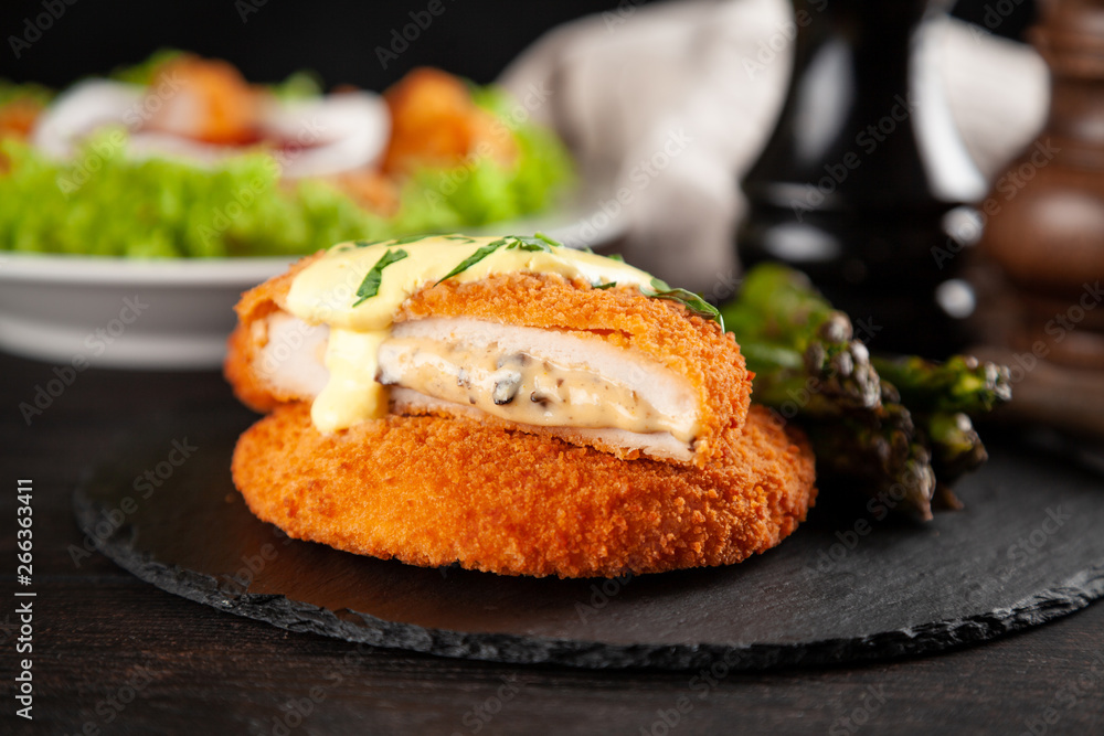 Cordon bleu and chicken nuggets Cordon bleu and chicken nuggets