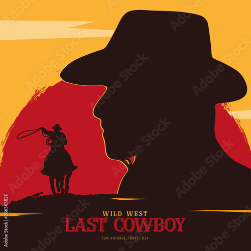 Cowboy banner. Wild West and Rodeo with horse. Texas. Vector illustration.