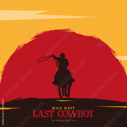 Cowboy banner. Wild West and Rodeo with horse. Texas. Vector illustration.