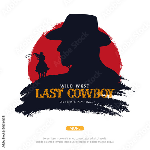 Cowboy banner. Wild West and Rodeo with horse. Texas. Vector illustration.