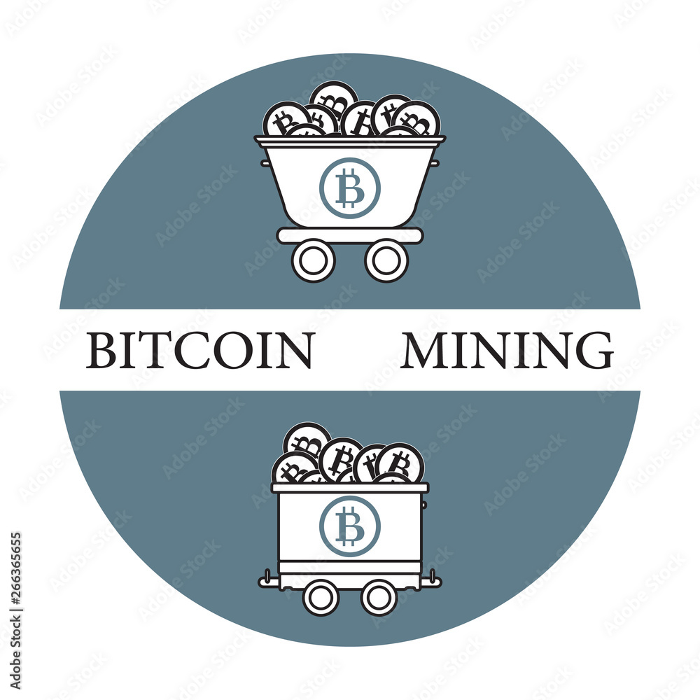 Mining of bitcoins. Mining trolleys with bitcoins. Mining of bitcoins. Mining trolleys with bitcoins.