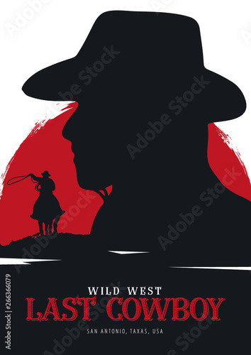 Cowboy banner. Wild West and Rodeo with horse. Texas. Vector illustration.