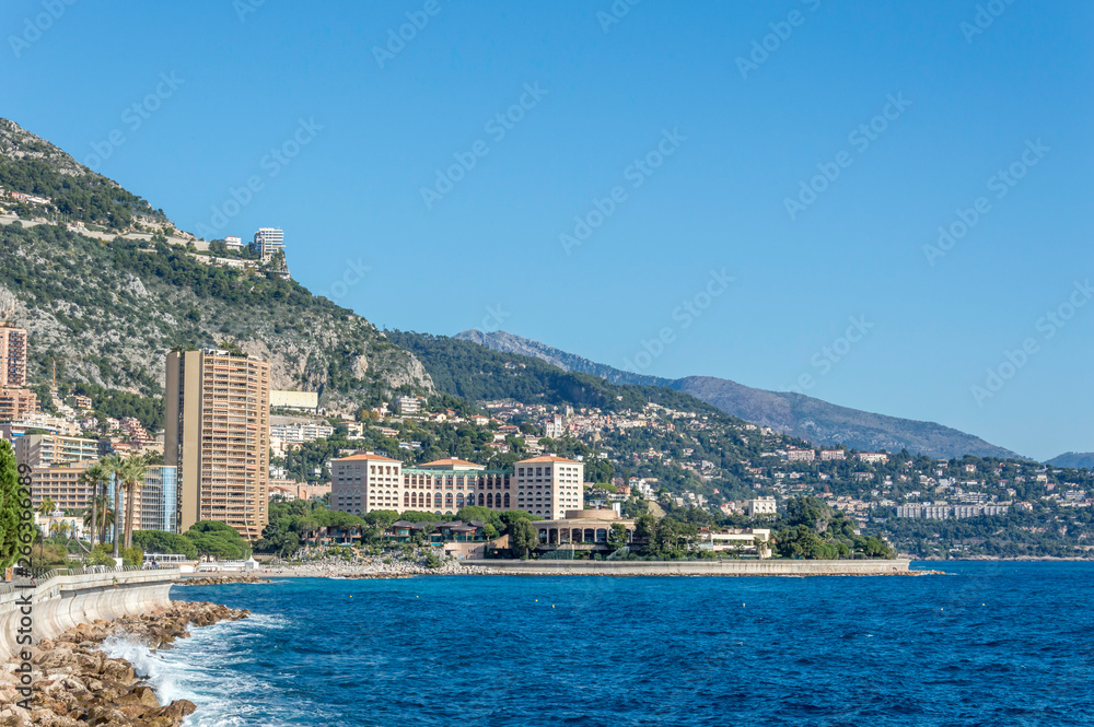 Seacoast of Monaco Montecarlo in a sunny day