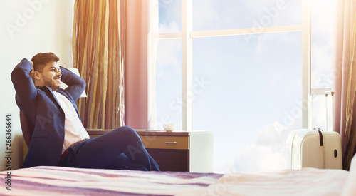 Arabic Successful Businessman Resting In Hotel Room © Prostock-studio