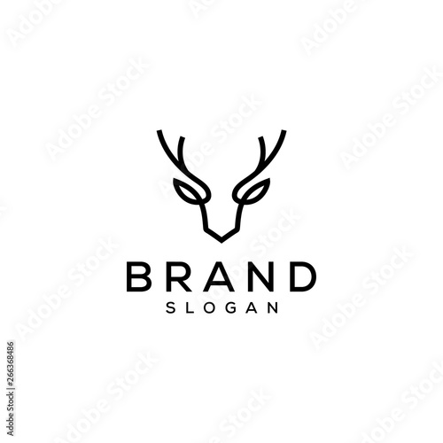 Fototapete deer head antler logo design