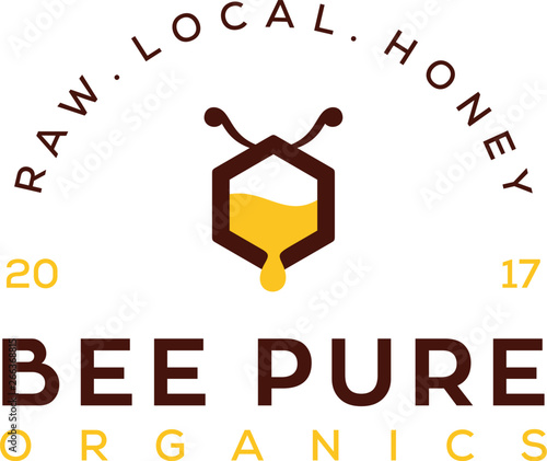bee honey vector logo design