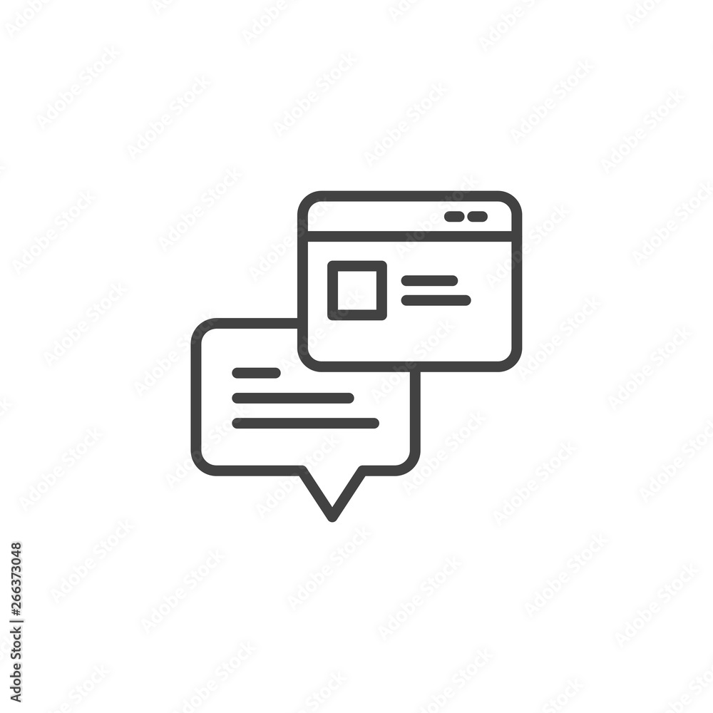 Chat application on social page. Linear icon. Chat application on social page. Linear icon.