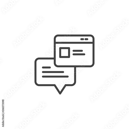 Chat application on social page. Linear icon.