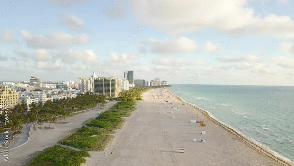 Top view of South Beach Miami. drone view. summer concept Top view of South Beach Miami. drone view. summer concept