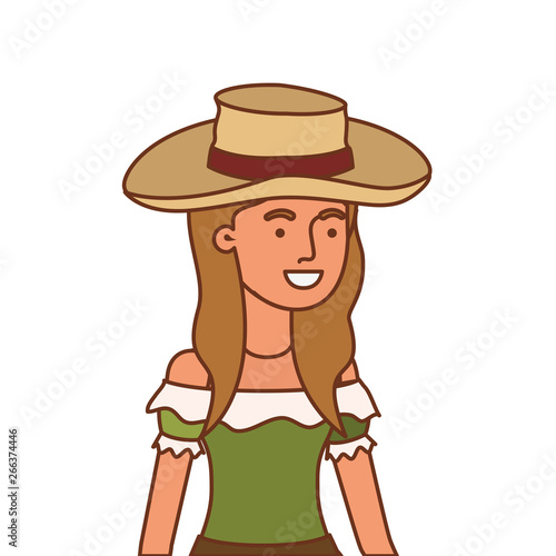 farmer woman with straw hat