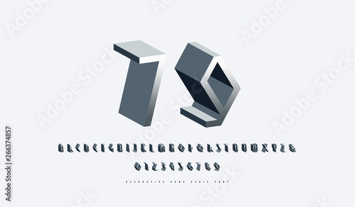 Silver colored bulk sans serif font