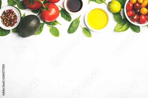 Fresh vegetables background, flat lay, top view