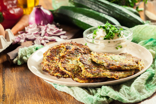 Zucchini fritters or pancakes