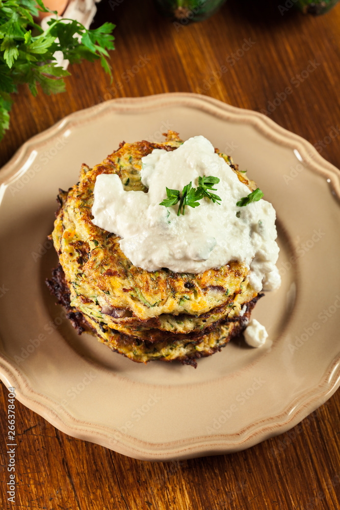 Zucchini fritters or pancakes Zucchini fritters or pancakes