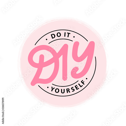 DIY do it yourself. Lettering abbreviation logo circle stamp. Rubber seal stamp on white background Vector illustration.