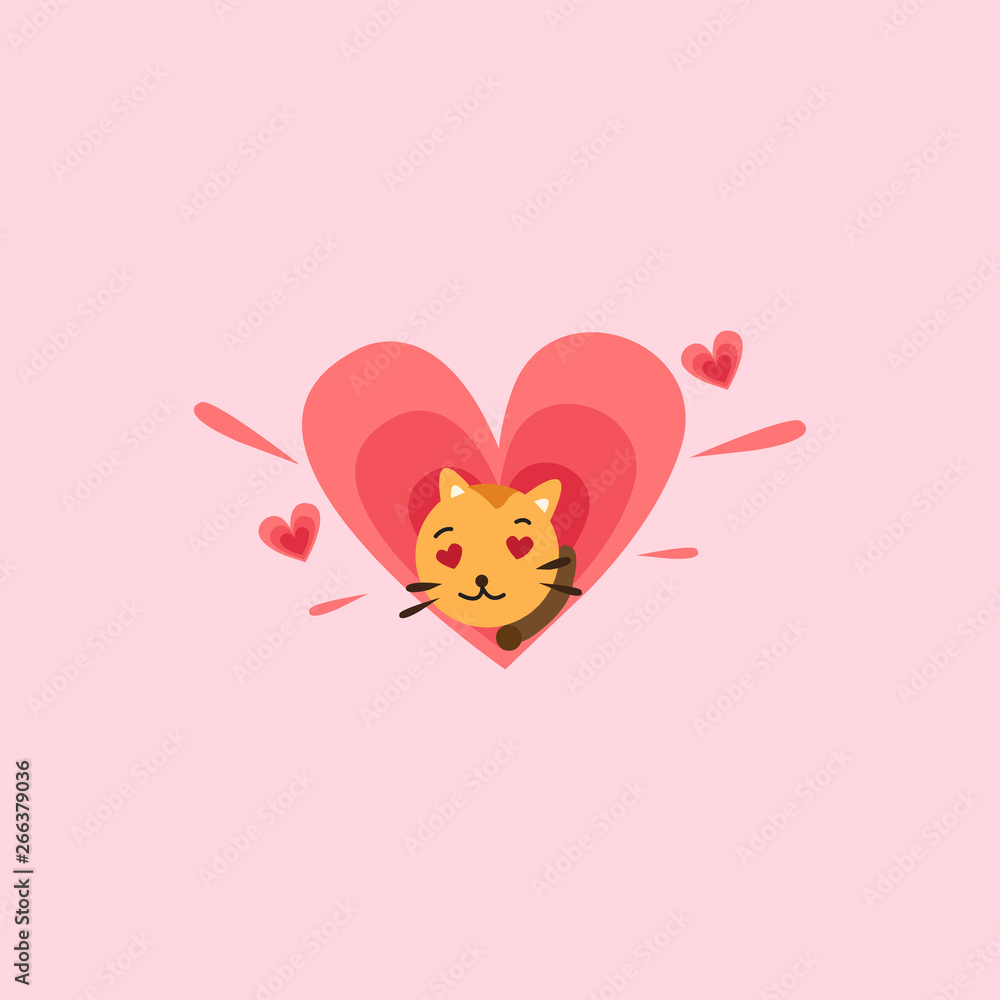 Cute cats in love. Valentines day Vector