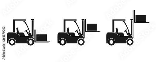 Forklift truck icon. Transportation of cargo and boxes in the warehouse. Vector  illustration photo