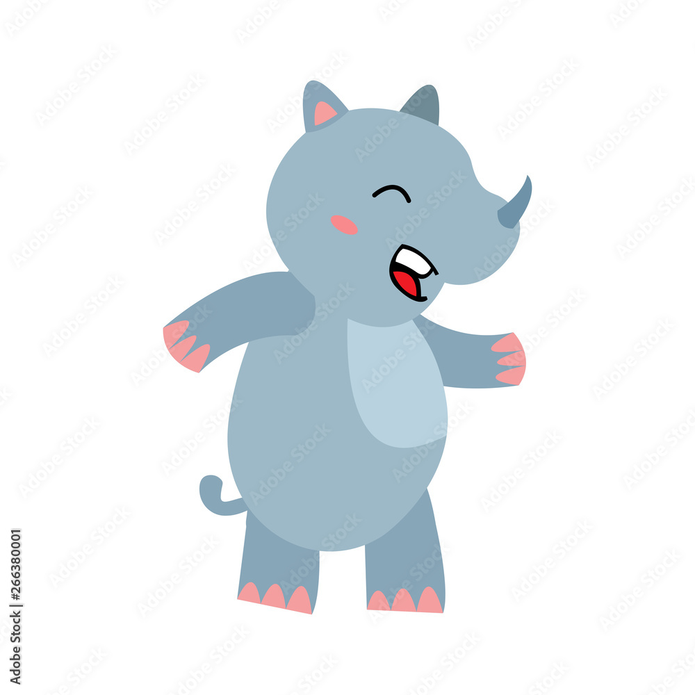 cartoon funny rhinoceros isolated on white background. cartoon funny rhinoceros isolated on white background.