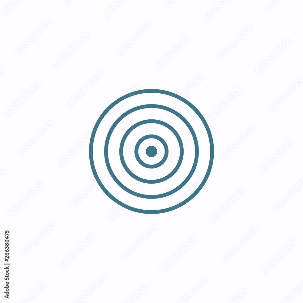 Thin out line flat target icon. Geometric flat shape element. Abstract EPS 10 illustration. Concept vector sign.
