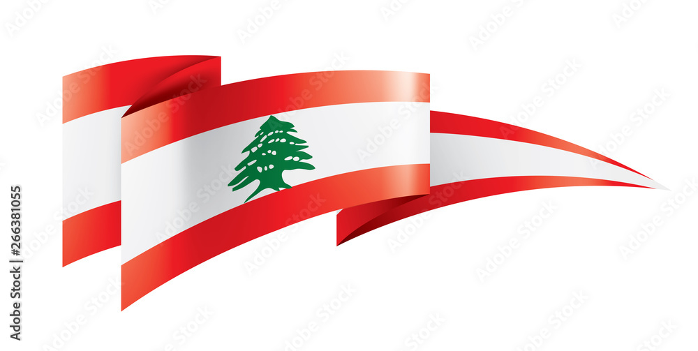 Fototapeta premium Lebanese flag, vector illustration on a white background