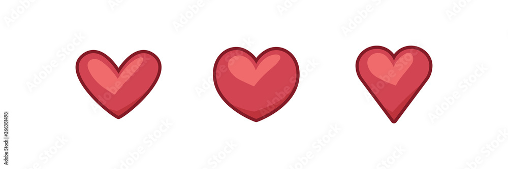 Heart illustrated icons, love symbol. Hearts set.